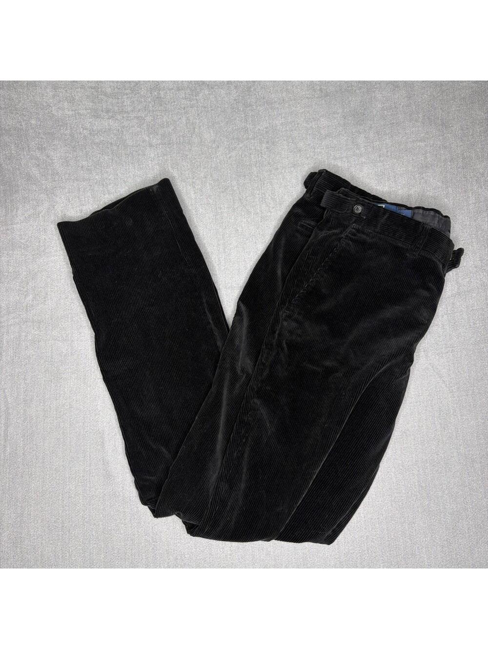 Vintage Polo Ralph Lauren Pants Mens 36x32 Black Corduroy Trousers Italy 90s